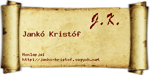 Jankó Kristóf névjegykártya